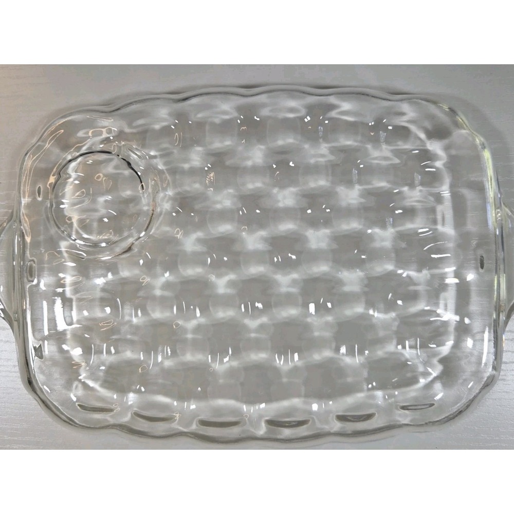 Vintage Federal Glass Luncheon Trays Set Of 3 Thumprint Design Mid-Century